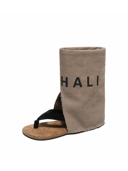 Split-Toe Suede Western Sandal Boots