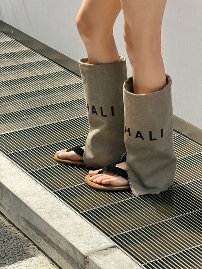 Split-Toe Suede Western Sandal Boots
