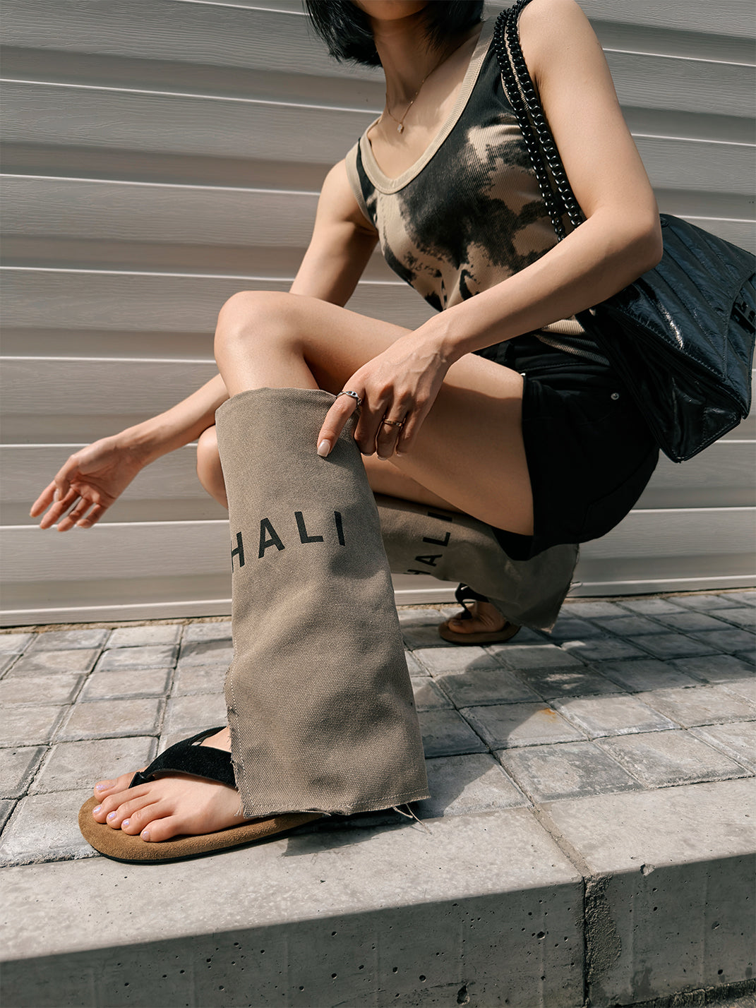 Split-Toe Suede Western Sandal Boots