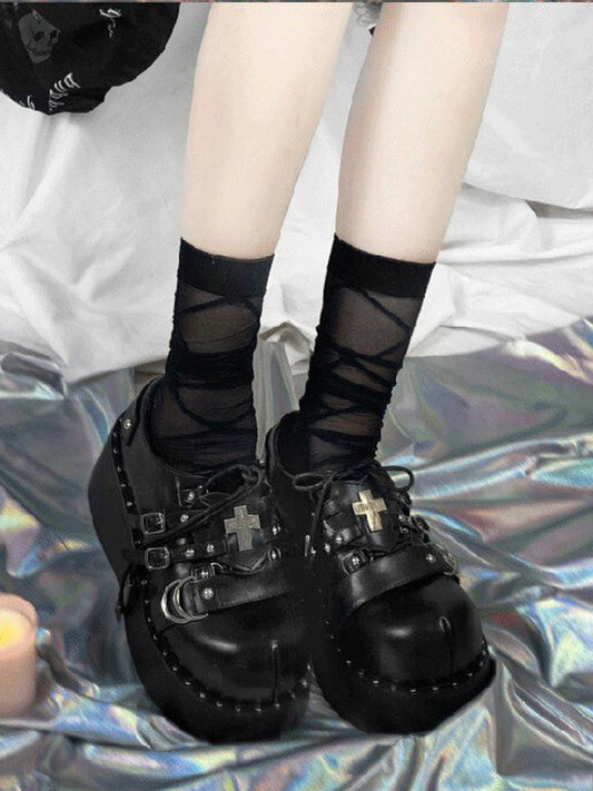 Multi-Buckle Gothic Platform Mary Janes