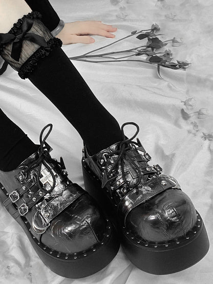 Multi-Buckle Gothic Platform Mary Janes