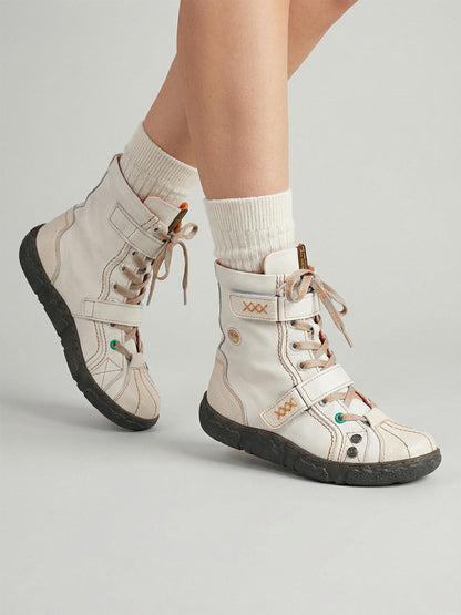 Hand-Stitched Flat Mid-Calf Boots