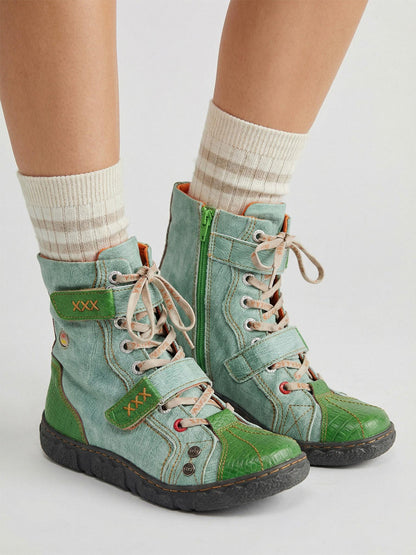 Hand-Stitched Flat Mid-Calf Boots