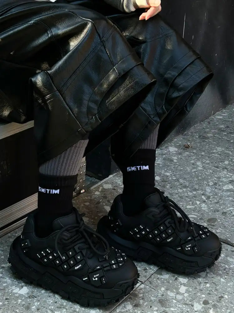 Black Chunky Keyboard Dad Sneakers
