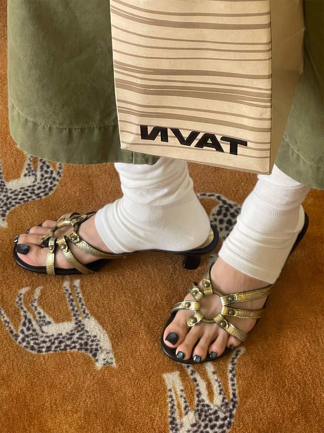 Crackle-Metal Jewel-Strap Kitten-Heel Sandals