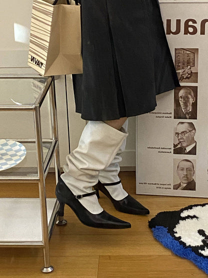 Two-Tone Pointed-Toe Knee-High Boots