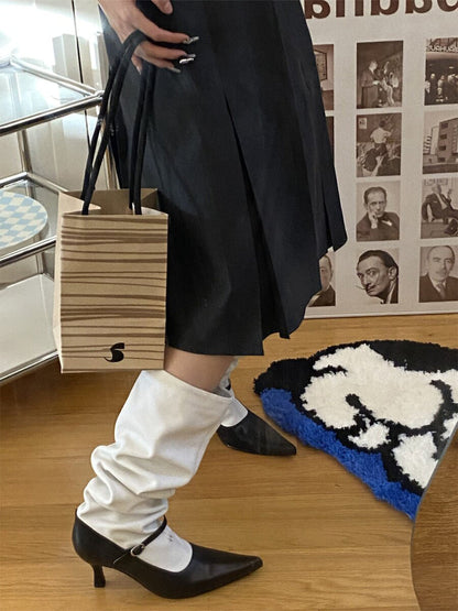Two-Tone Pointed-Toe Knee-High Boots
