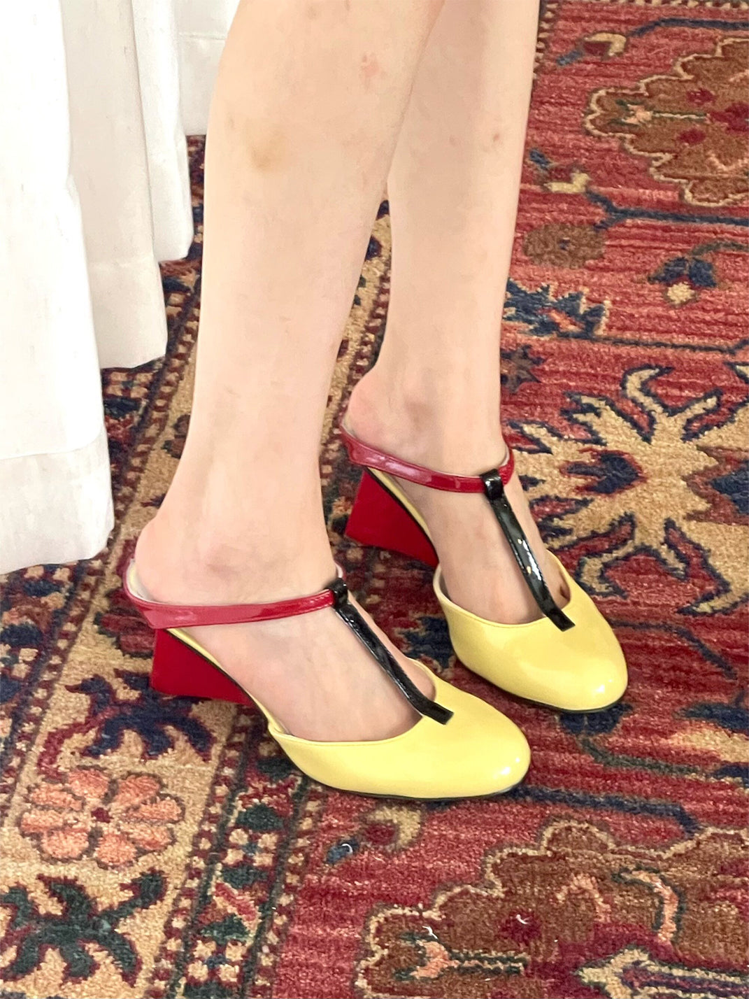 Leopard-Panel Colorblock 8 cm Heeled Mules