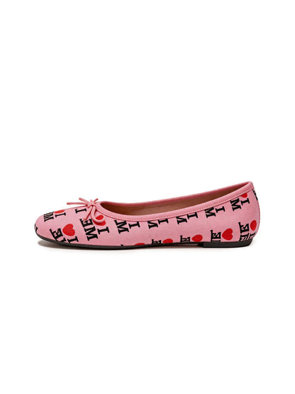Logo-Print Round-Toe Ballet Flats