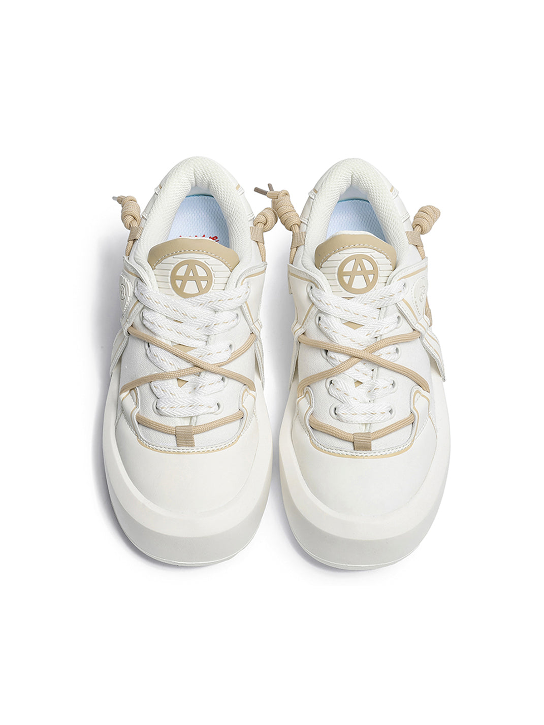 Ivory Buckle-Lace Platform Sneakers