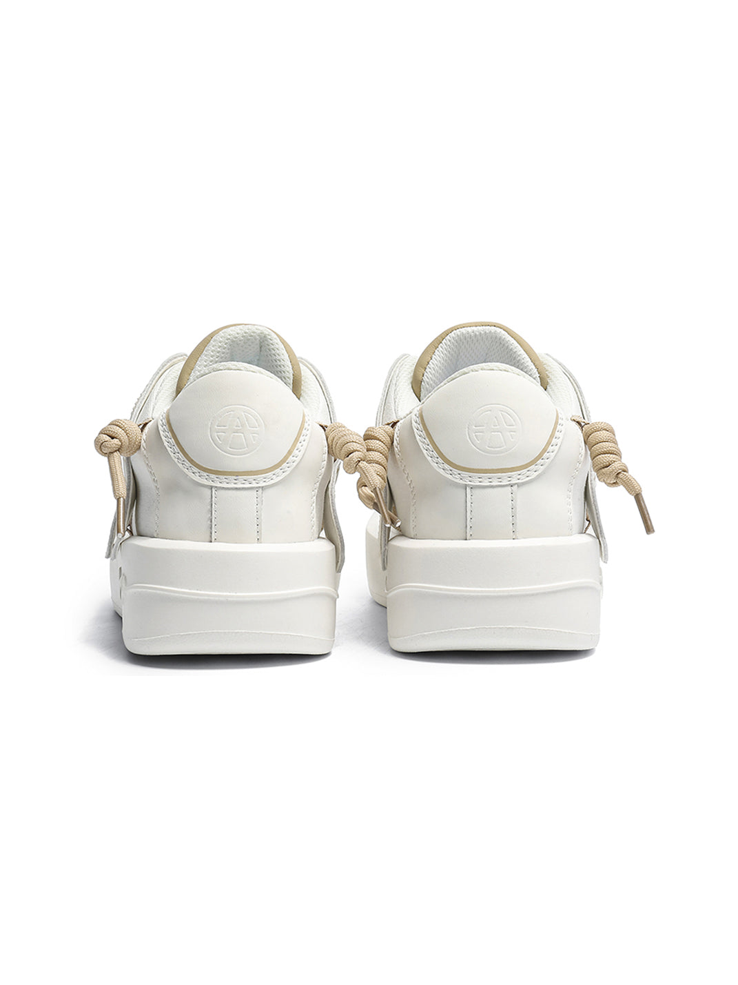Ivory Buckle-Lace Platform Sneakers
