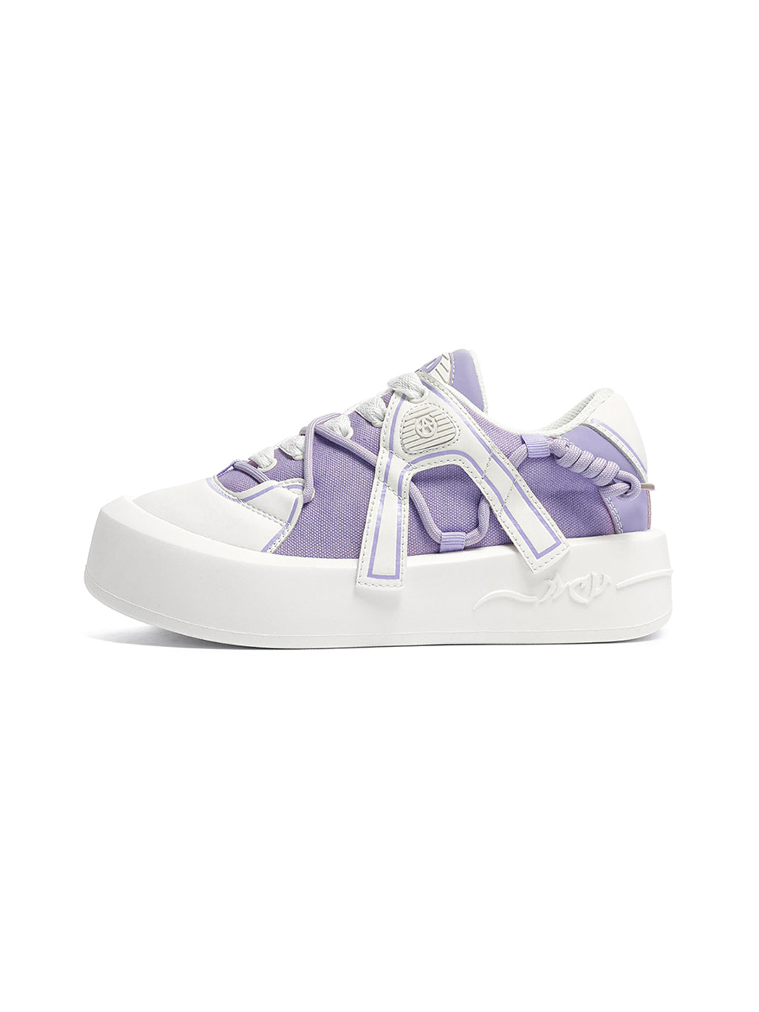 Ivory Buckle-Lace Platform Sneakers