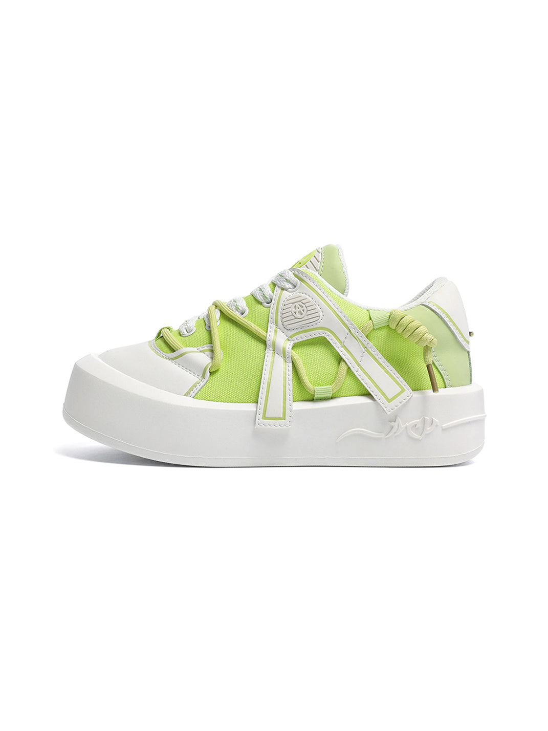 Ivory Buckle-Lace Platform Sneakers