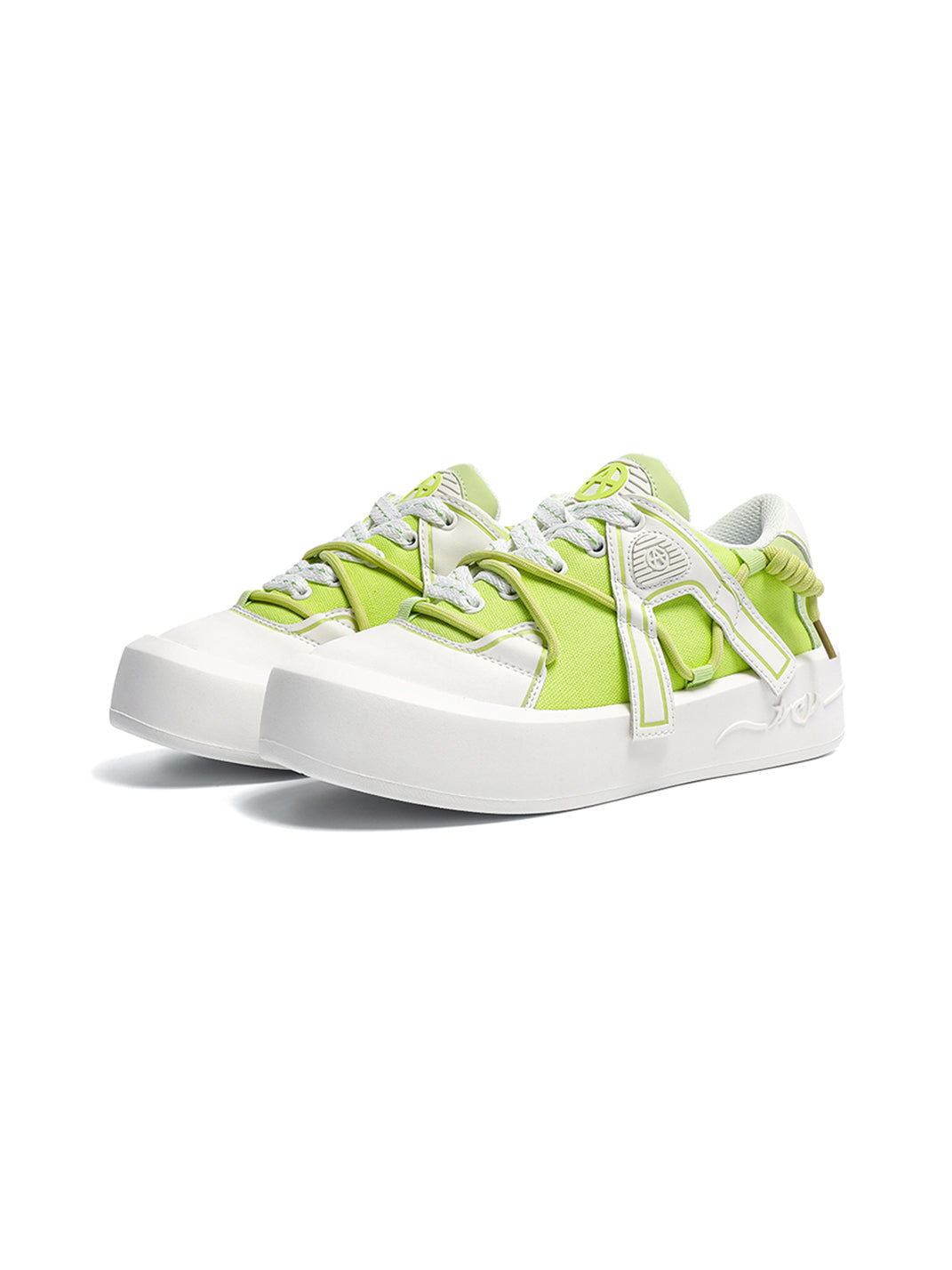 Ivory Buckle-Lace Platform Sneakers