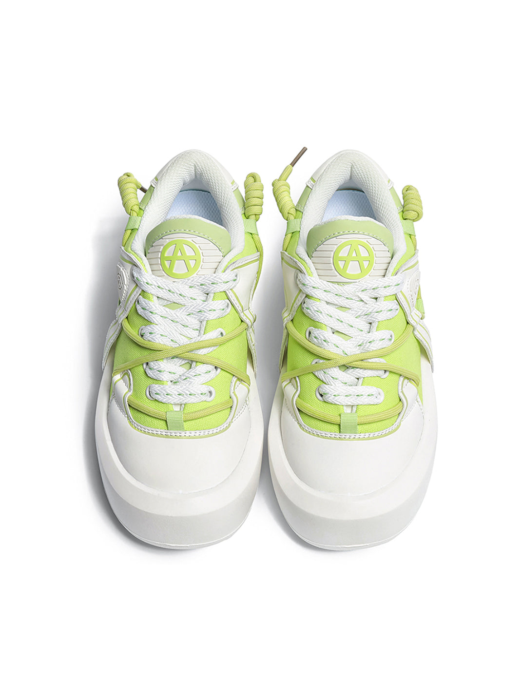 Ivory Buckle-Lace Platform Sneakers