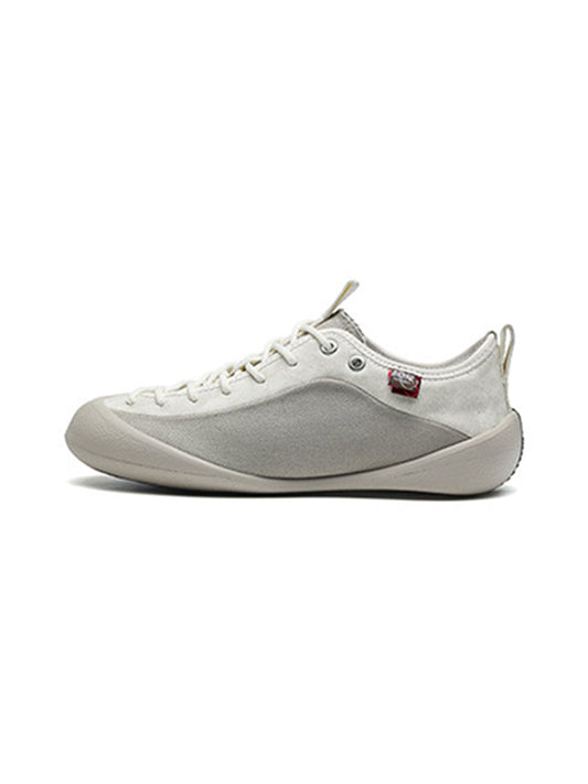 Ivory Mesh-Paneled Canvas Low-Top Sneakers