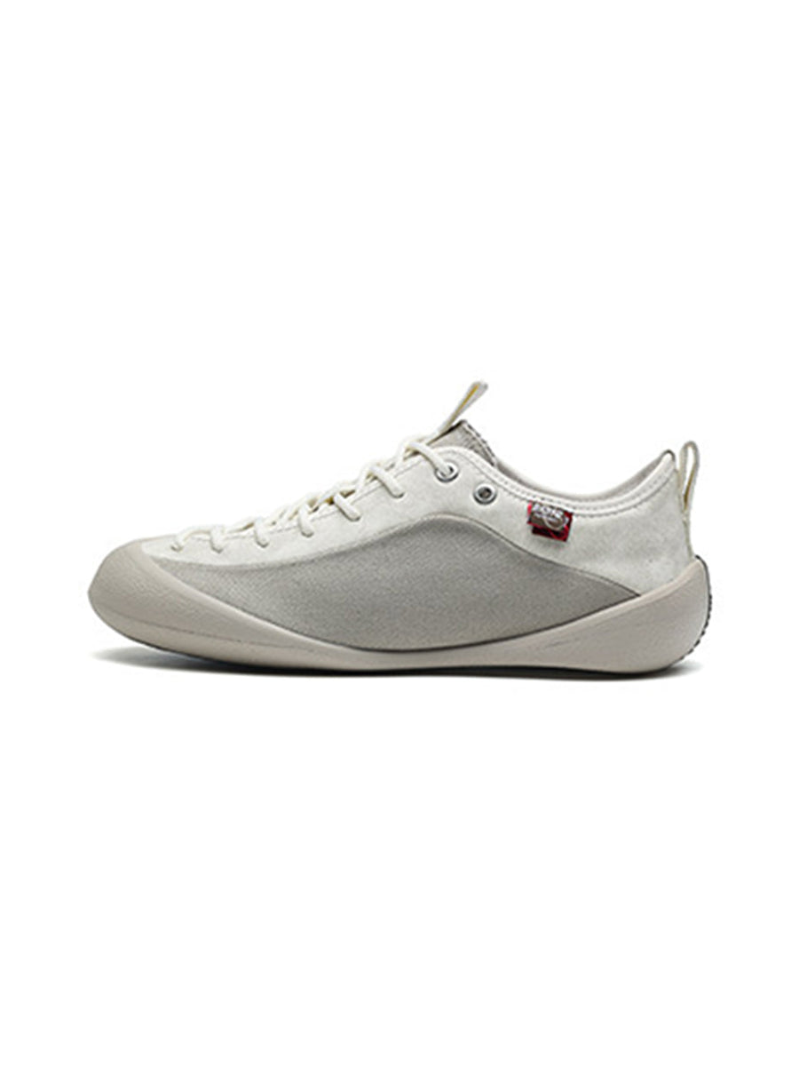 Ivory Mesh-Paneled Canvas Low-Top Sneakers
