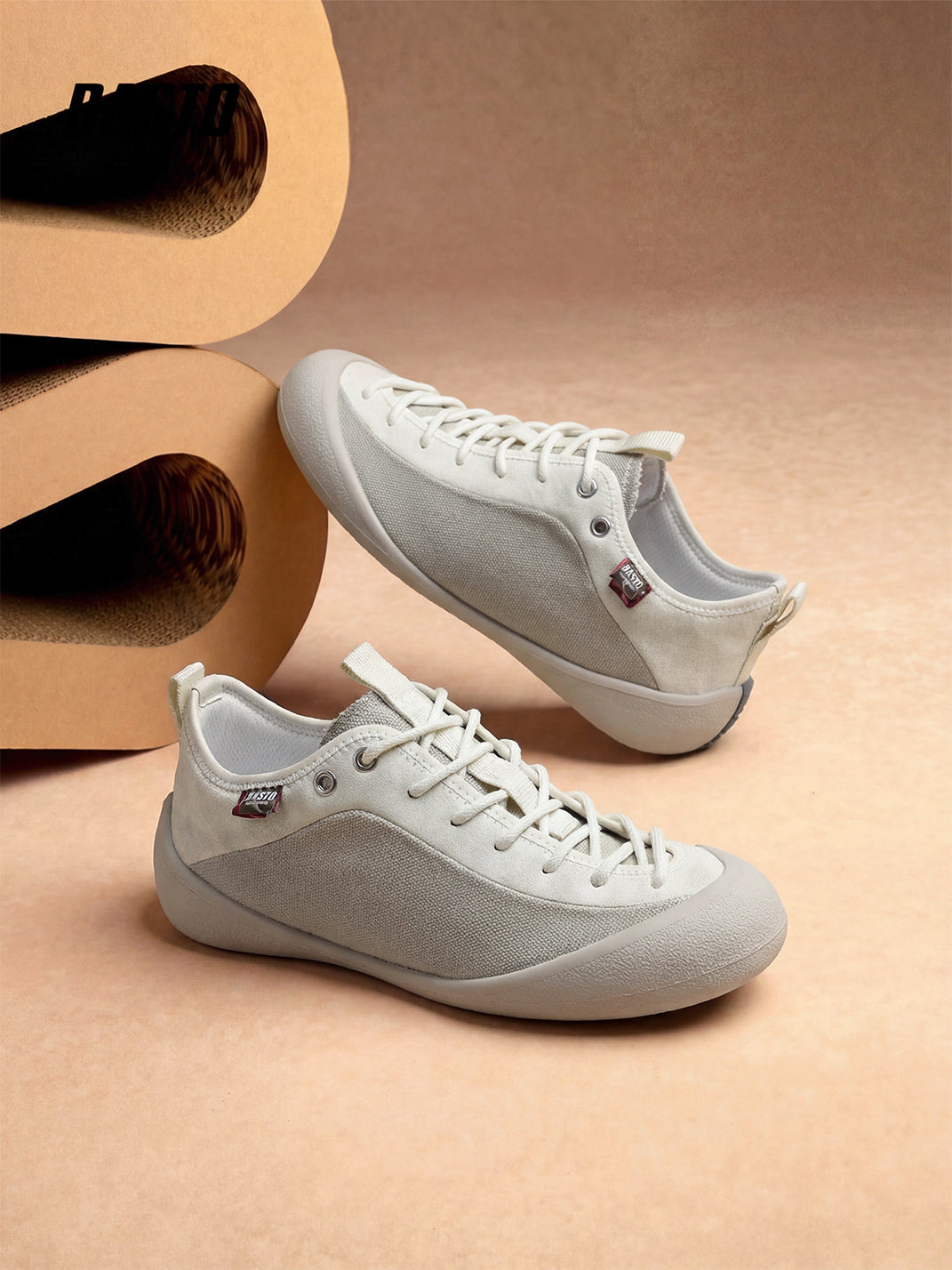 Ivory Mesh-Paneled Canvas Low-Top Sneakers
