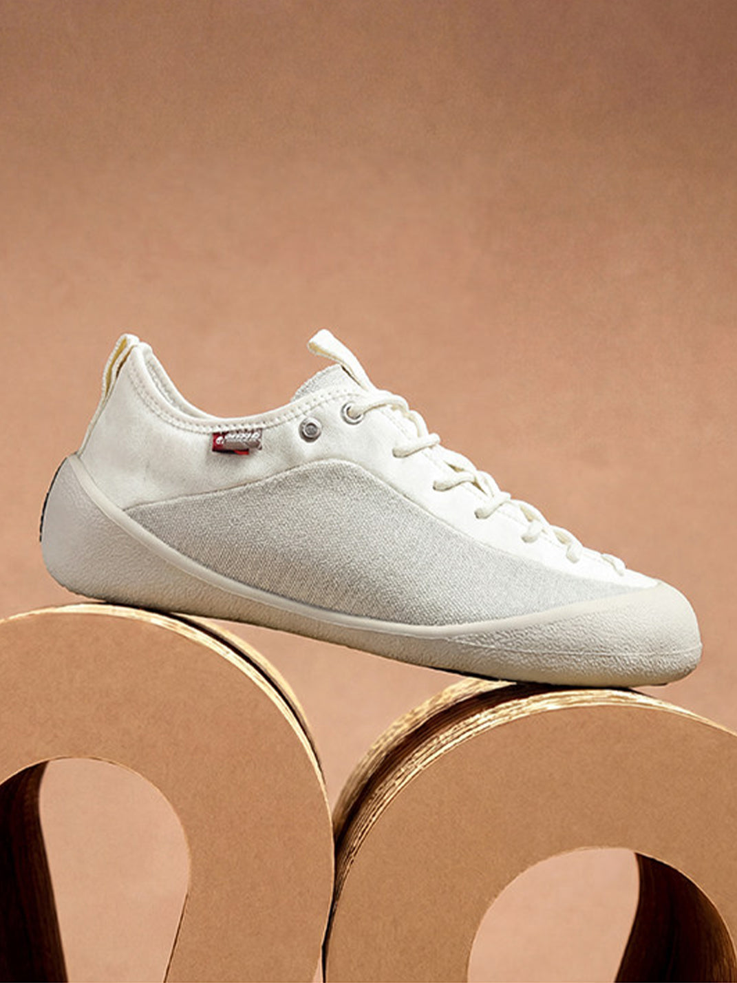 Ivory Mesh-Paneled Canvas Low-Top Sneakers