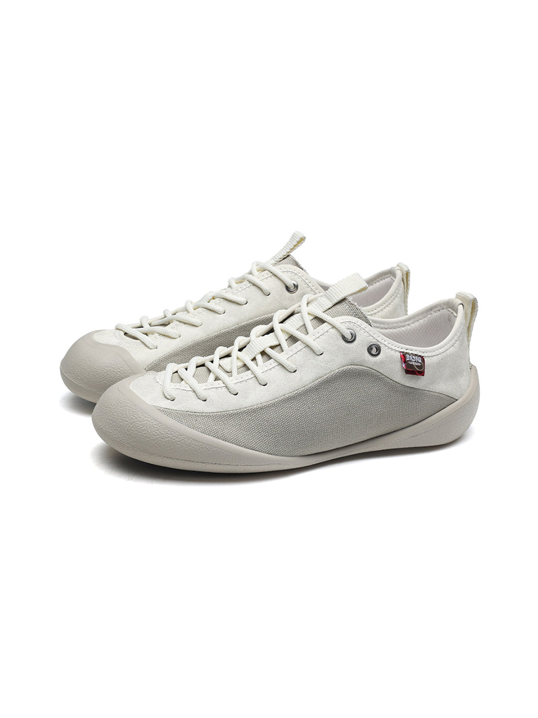 Ivory Mesh-Paneled Canvas Low-Top Sneakers