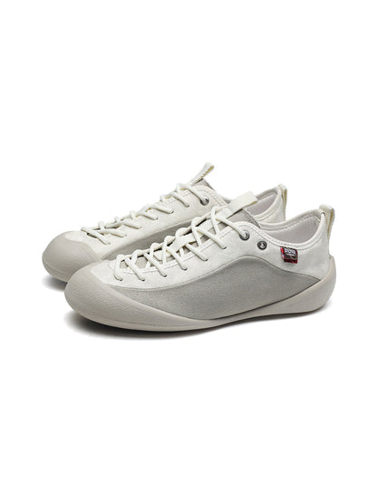 Ivory Mesh-Paneled Canvas Low-Top Sneakers