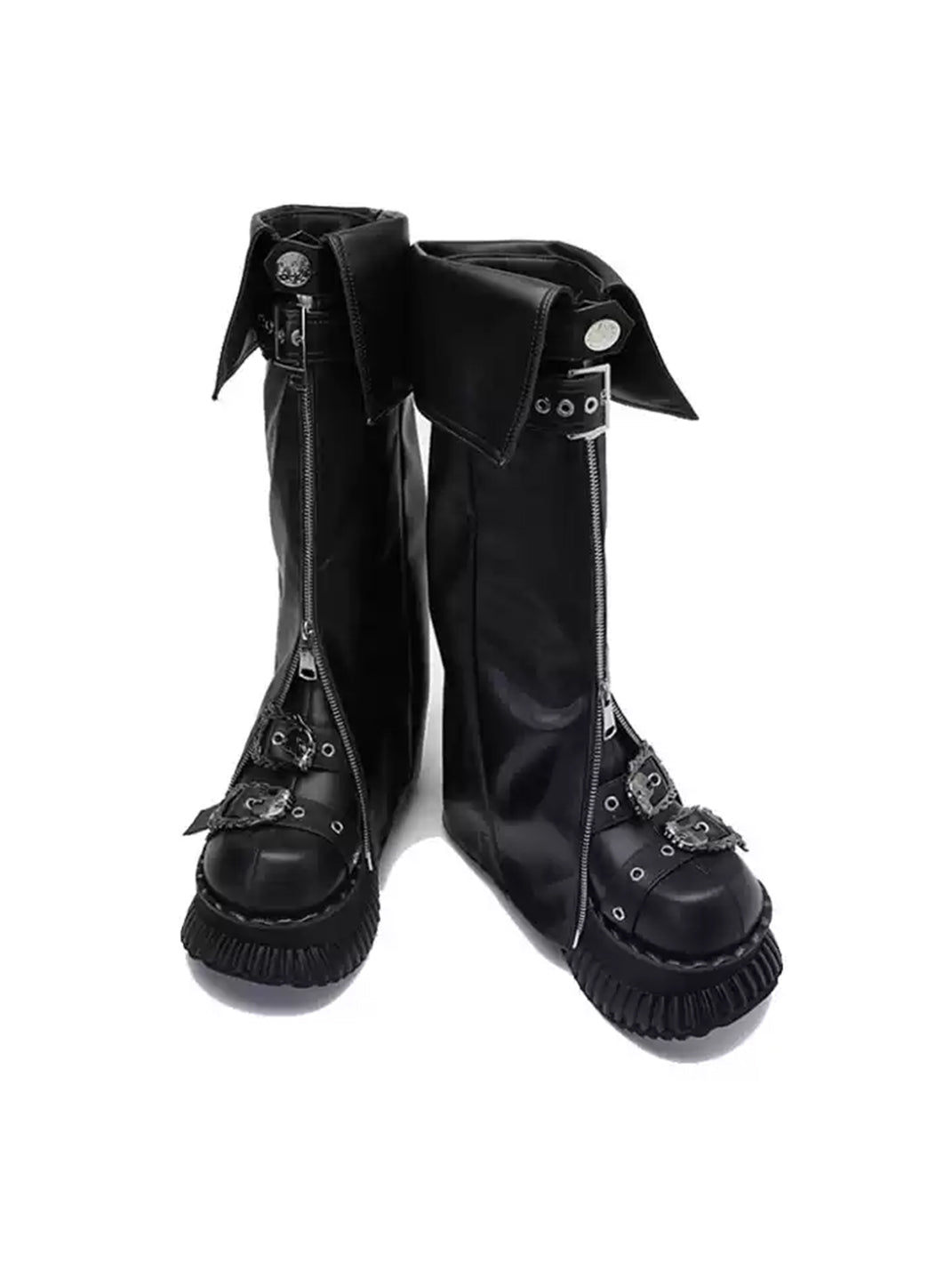 Foldover Buckle Platform Knee-High Boots