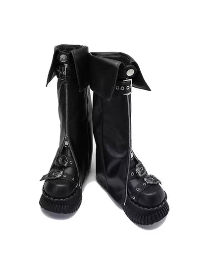 Foldover Buckle Platform Knee-High Boots