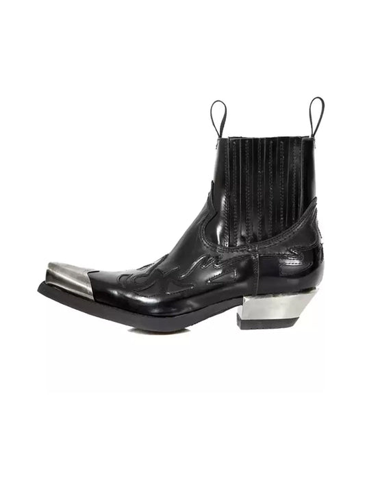 Metallic-Toe Block-Heel Chelsea Boots
