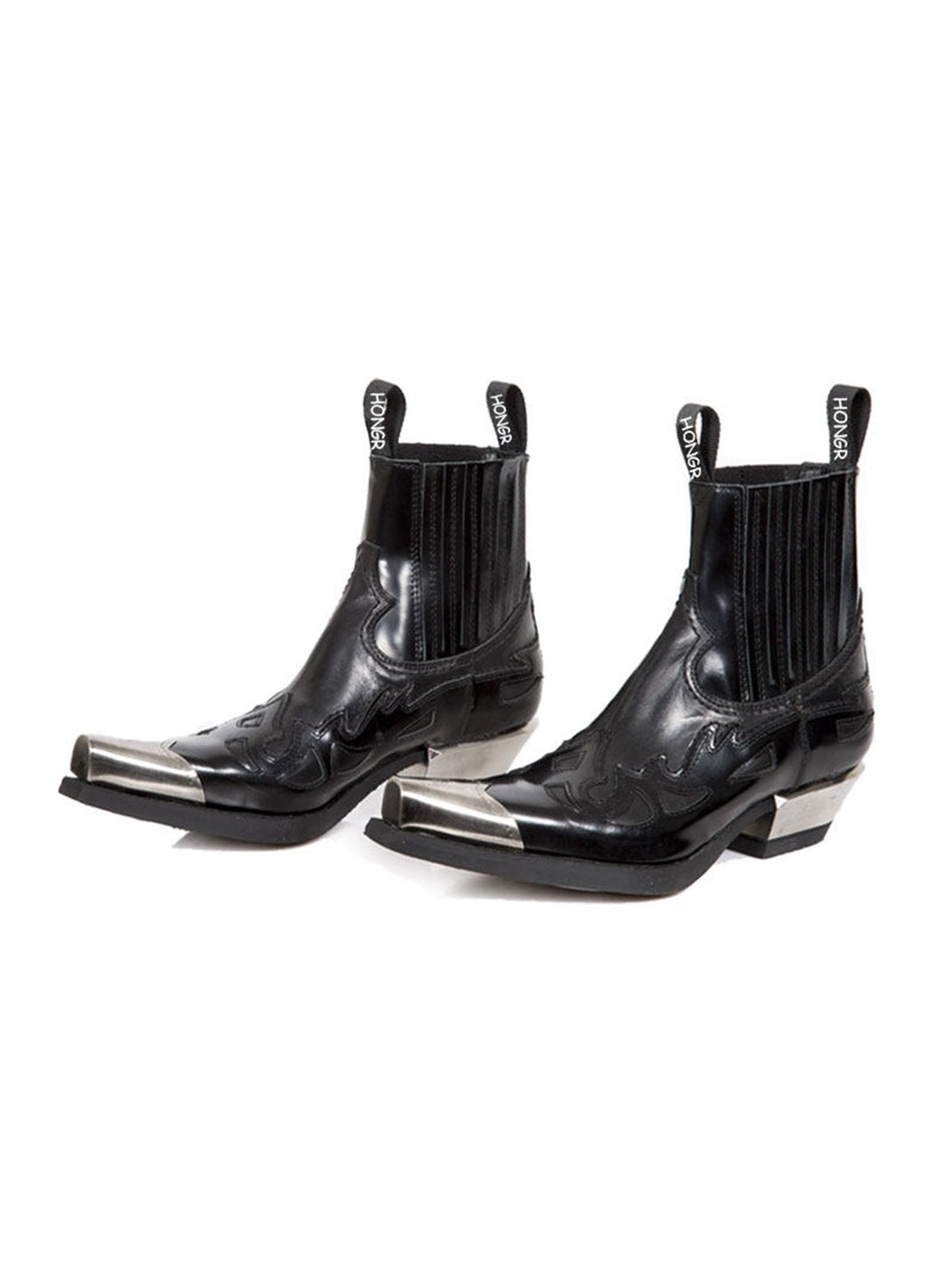 Metallic-Toe Block-Heel Chelsea Boots