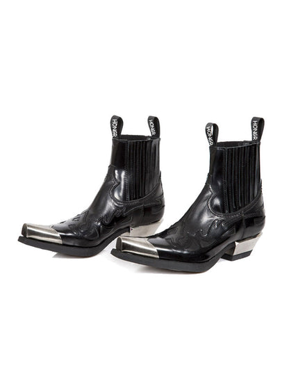 Metallic-Toe Block-Heel Chelsea Boots