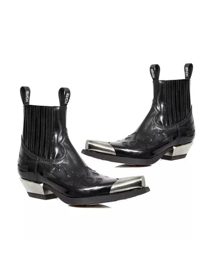 Metallic-Toe Block-Heel Chelsea Boots