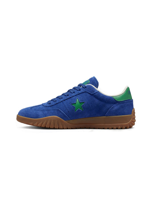 Star-Embroidered Blue Suede Gum Trainers