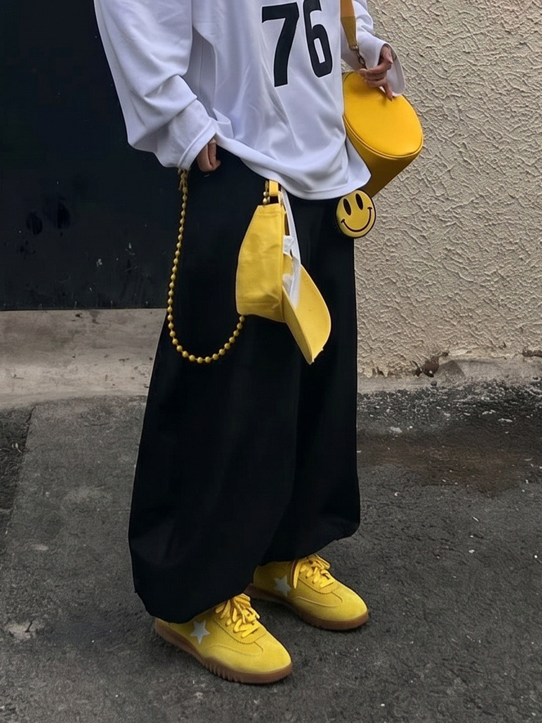 Star-Embroidered Yellow Suede Trainers