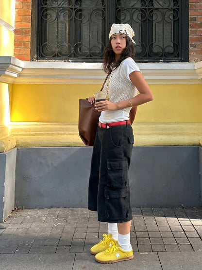 Star-Embroidered Yellow Suede Trainers