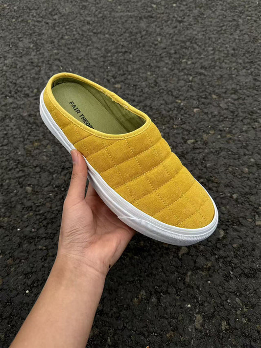 Quilted Yellow Slip-On Sneaker Mules