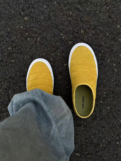 Quilted Yellow Slip-On Sneaker Mules
