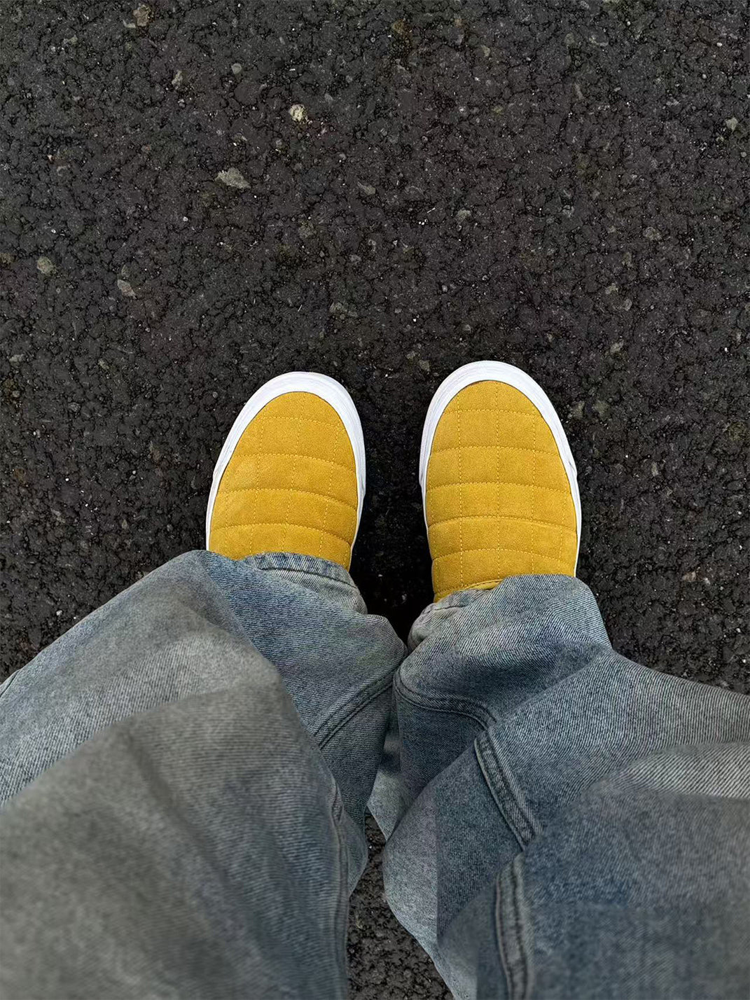 Quilted Yellow Slip-On Sneaker Mules
