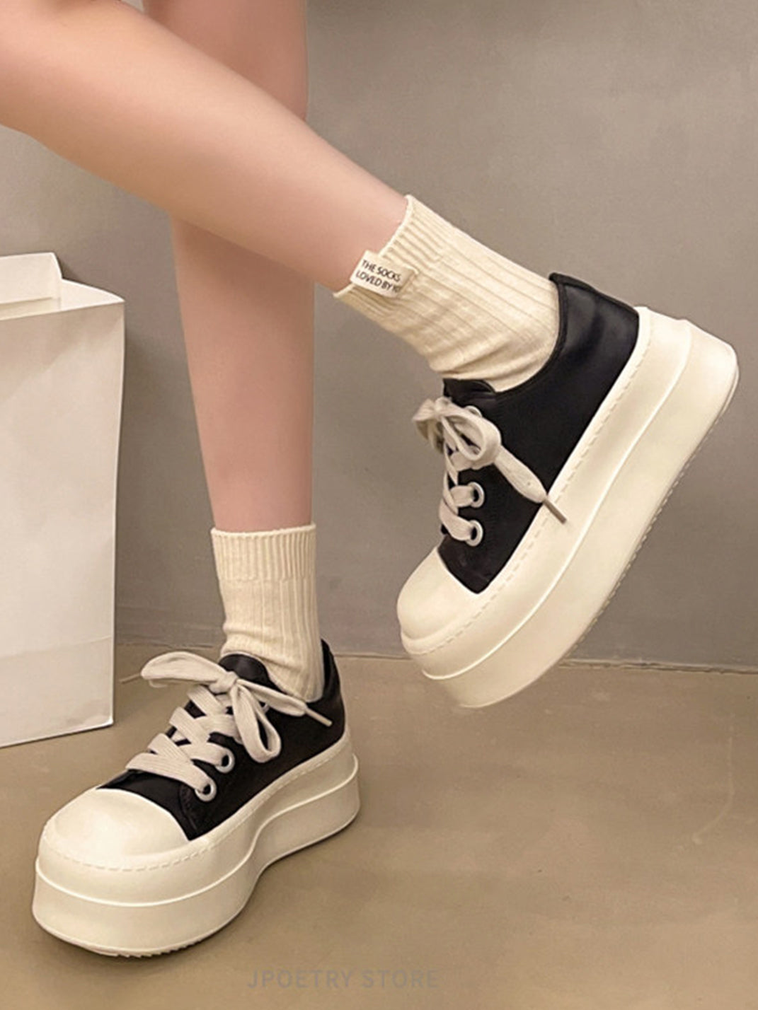 Oversized-Toe High-Low Platform Trainers