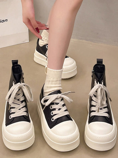 Oversized-Toe High-Low Platform Trainers