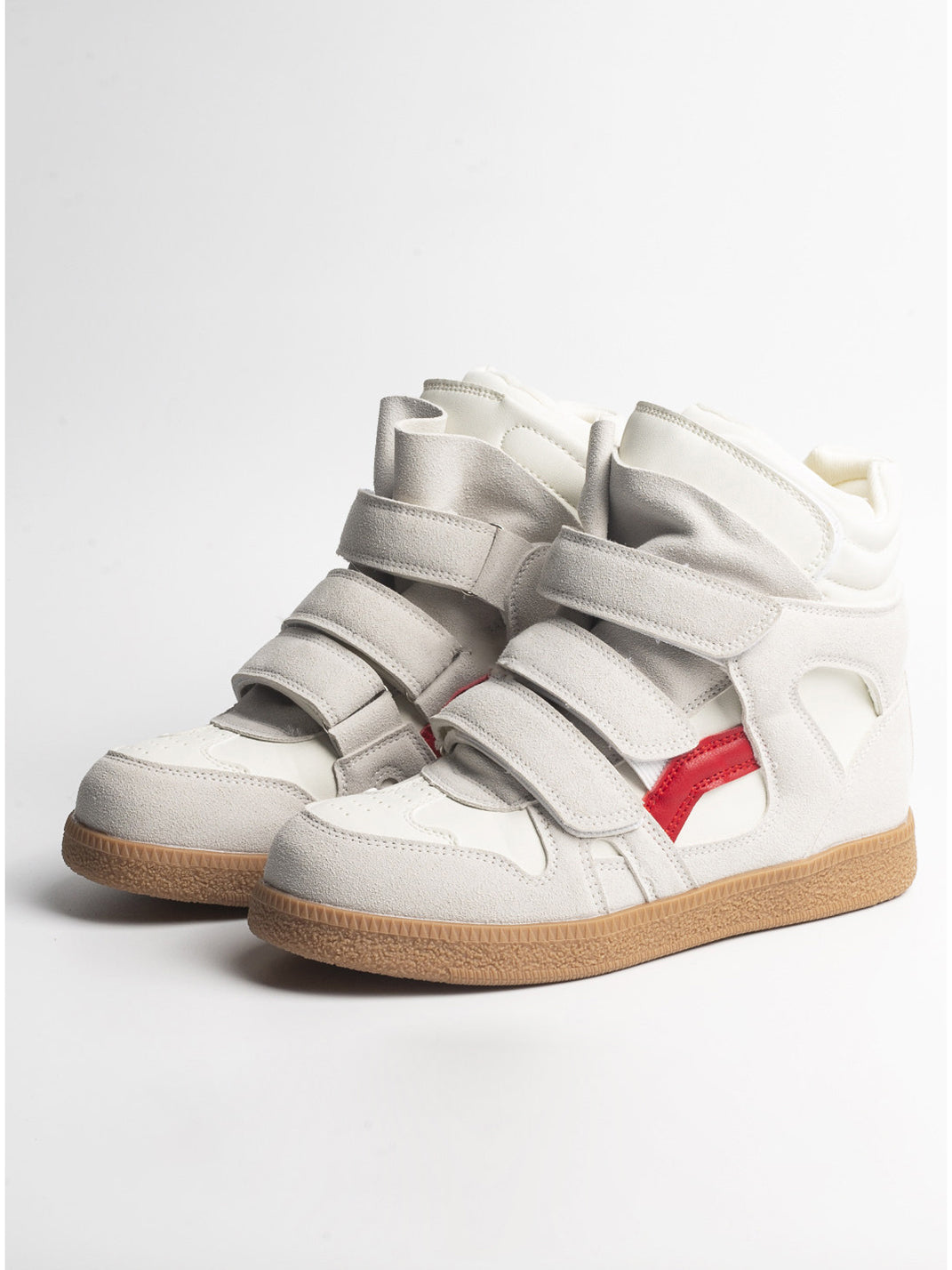 Multi-Strap Hidden-Wedge High-Top Sneakers