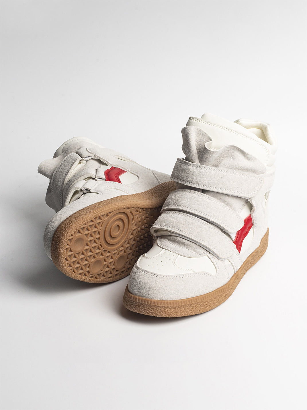 Multi-Strap Hidden-Wedge High-Top Sneakers