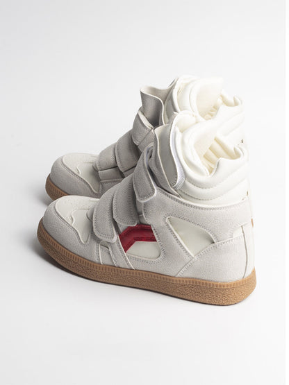 Multi-Strap Hidden-Wedge High-Top Sneakers