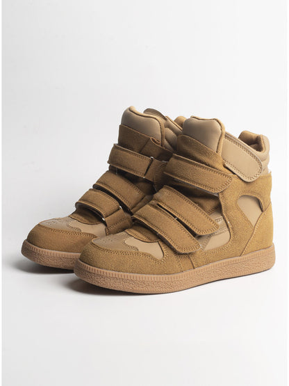 Multi-Strap Hidden-Wedge High-Top Sneakers