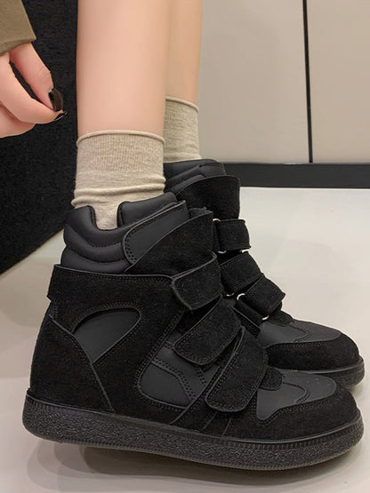 Multi-Strap Hidden-Wedge High-Top Sneakers