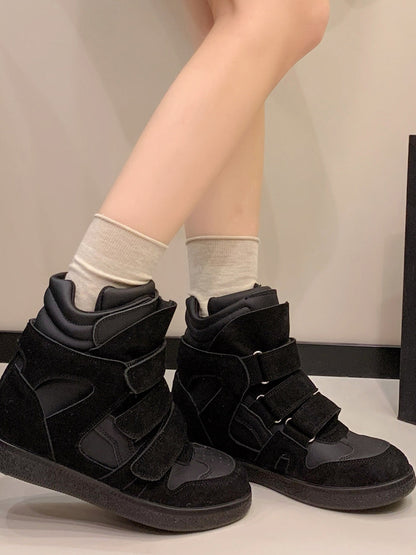 Multi-Strap Hidden-Wedge High-Top Sneakers