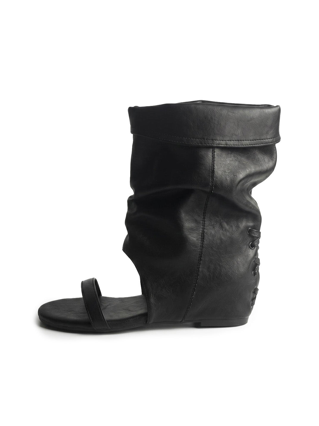 Open-Toe Slouch Ankle Boot Sandals