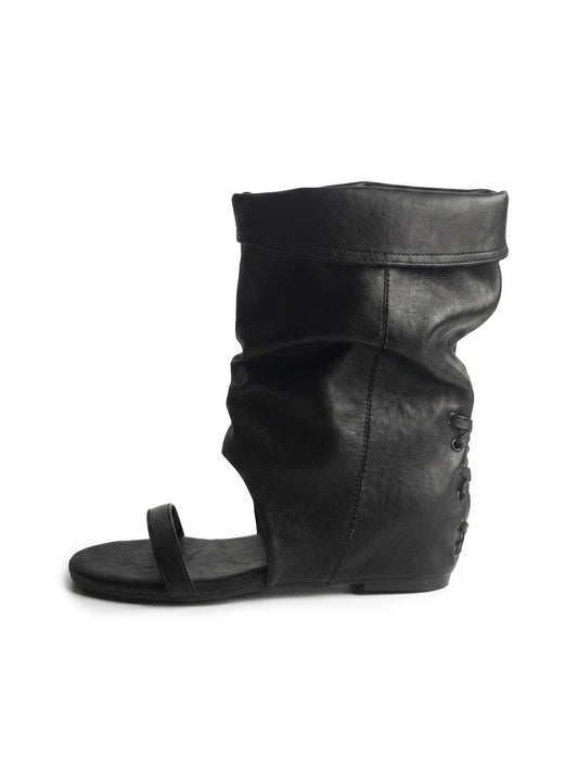 Open-Toe Slouch Ankle Boot Sandals