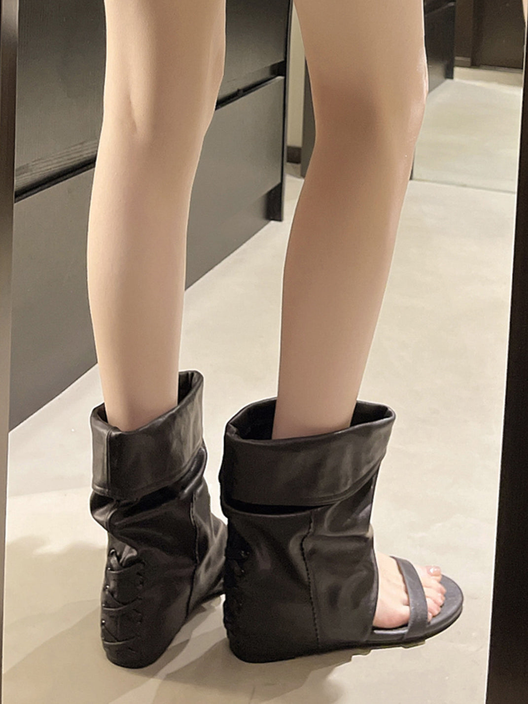 Open-Toe Slouch Ankle Boot Sandals