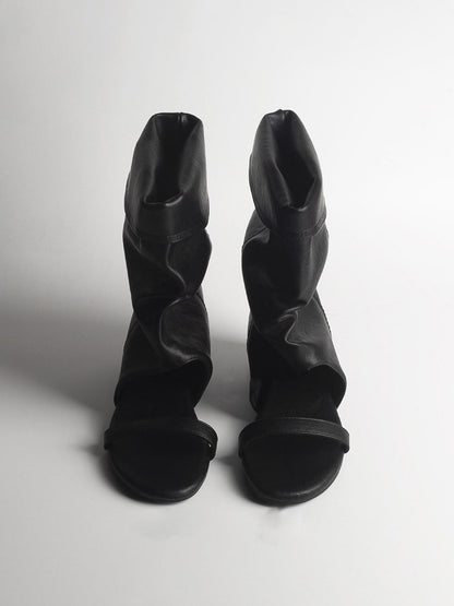 Open-Toe Slouch Ankle Boot Sandals