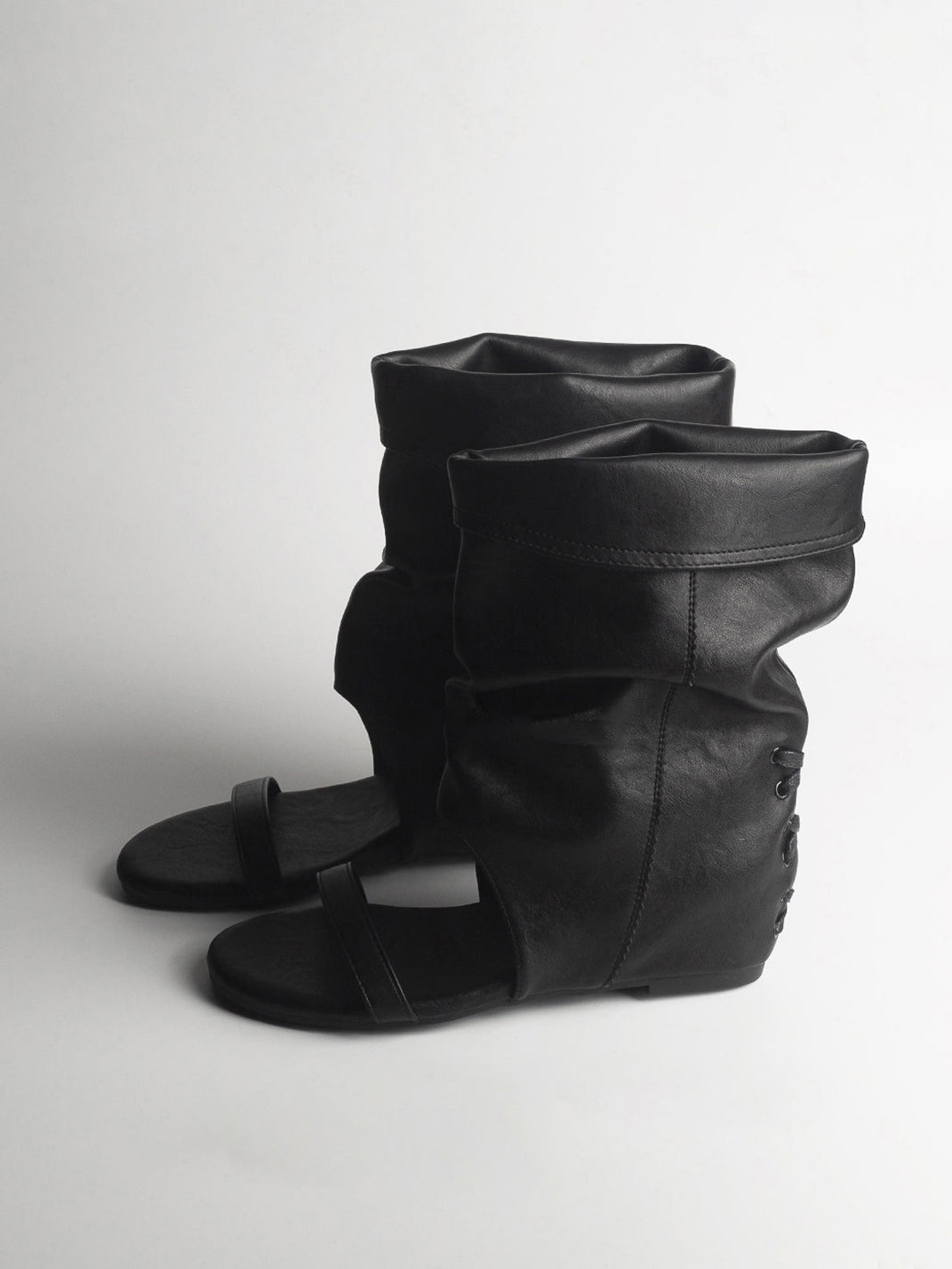 Open-Toe Slouch Ankle Boot Sandals